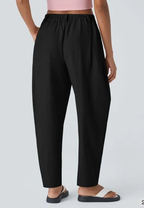 Mid Rise Side Pocket Barrel Leg Work Pants - Image 2