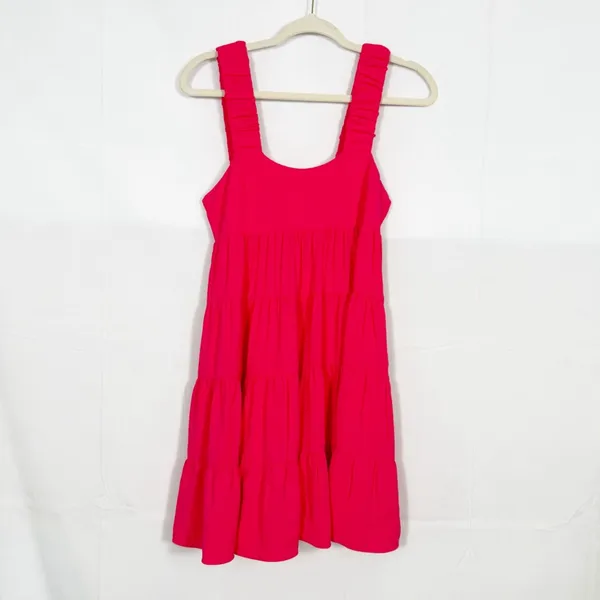Amanda Uprichard Nicolia Tiered Mini Dress: Begonia Pink - Image 3
