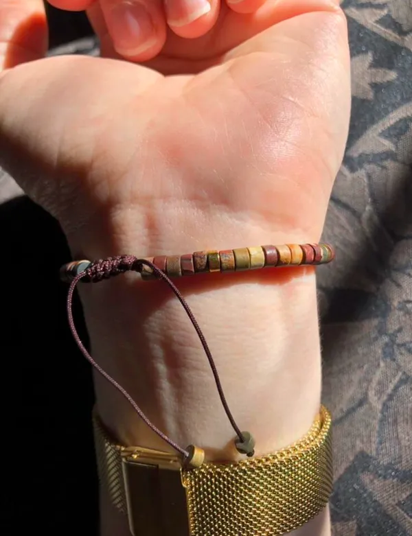 Unisex Healing Crystal Bracelet Handmade Beaded Rose Red Tiger’s Eye Stretch handmade - Image 5