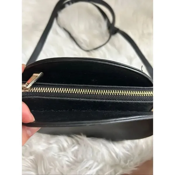 Collection XIIX Black Leather Pocket Adjustable Strap Round Crossbody Bag - Image 2