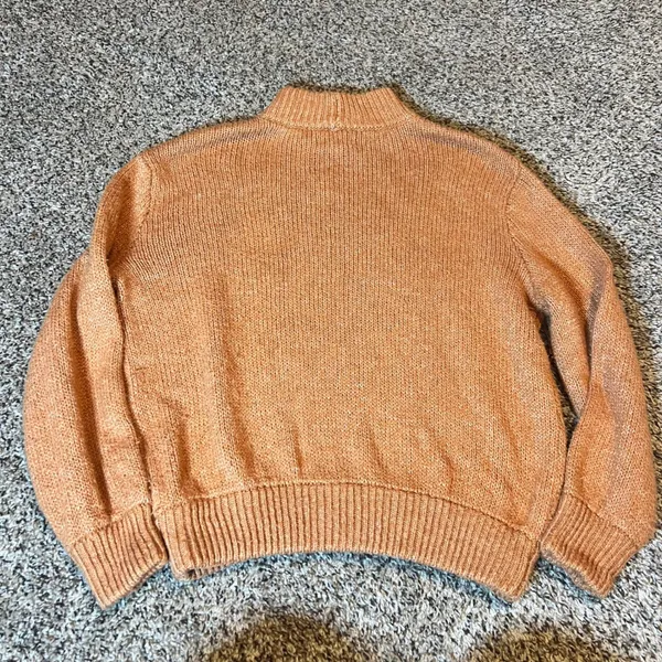 Aerie Mock Neck Ribbed Sweater Rust Orange Speckled‎ Knit Cozy Pullover S P - Image 6