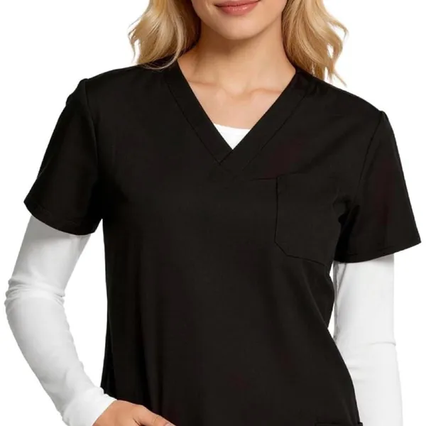4 Pack Womens Long Sleeve Underscrub Base Layer Tops Scoop Neck Black White NEW - Image 6
