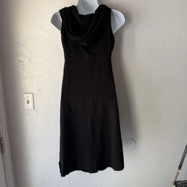 Prana Dress Womens Small Black Sleeveless‎ Hooded Midi Casual Travel Yoga - Image 2