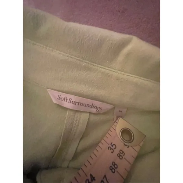 Soft Surroundings Chartreuse Green Polyester Suede Button Front Tunic Top M - Image 4
