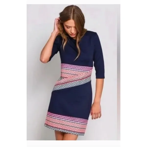 Hutch‎ Kellen Sheath Dress Anthropologie Blue Striped Knit Office Preppy M New - Image 2