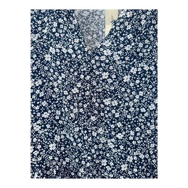 Francesca's Mi Ami Anita Blue‎ Floral V-Neck Mini Baby Doll Dress, Small - Image 3