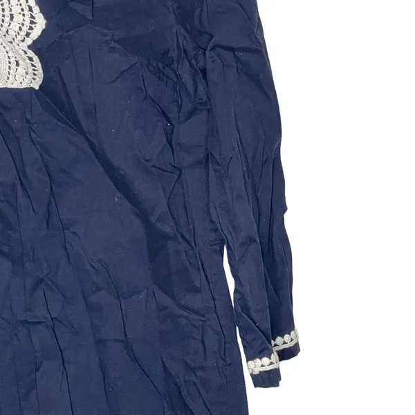 Crown & Ivy Beach‎ V-Neck Tunic Top Crochet Trim 3/4 Sleeve Women Medium - Image 3
