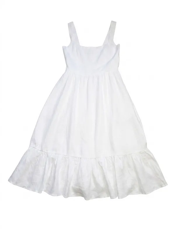 NWT Reformation Bucatini in White Linen Sleeveless Tank Tiered Dress 10 - Image 5
