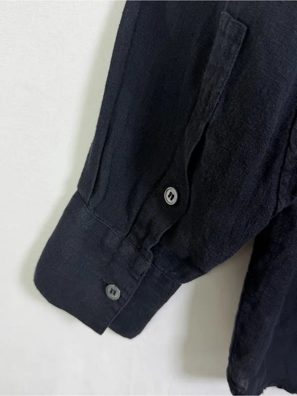 Katharine Hamnett Nicola Women XS Black Linen Oversized Shirt Italy Quiet Luxury - Image 8