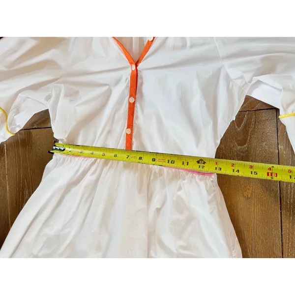 Staud Mini‎ Demi Dress Womens White Multicolor Neon Piping Balloon Sleeve XS - Image 11