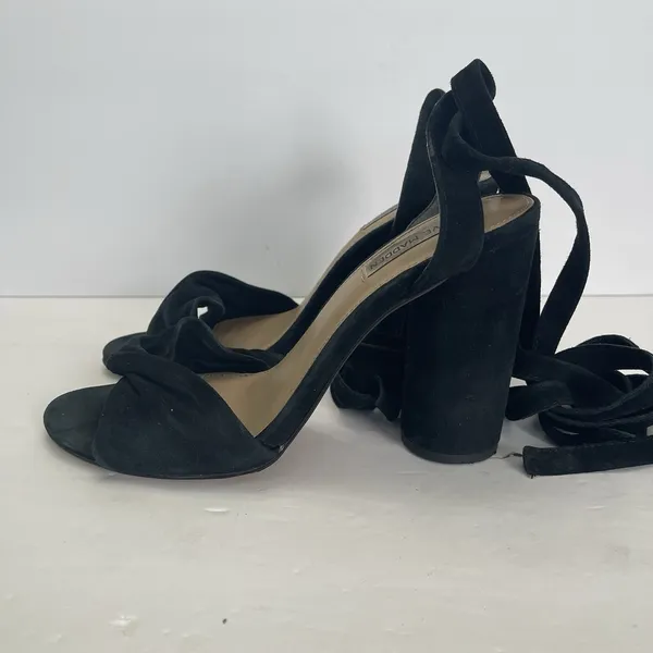 Steve Madden Clary Black Suede Sandals‎ Tie Ankle Strap Heel Womens 9.5 - Image 4