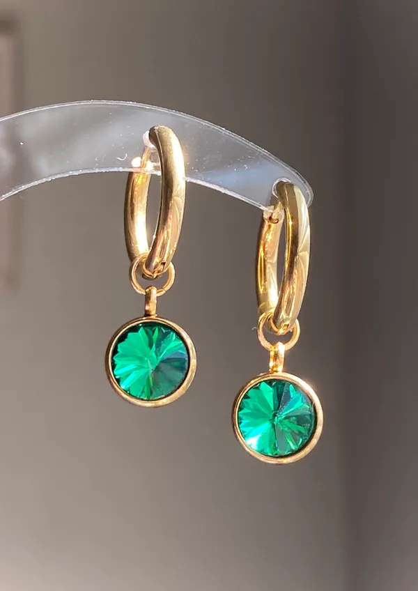 stainless steel green simple minimalist hoop earrings💚 - Image 8