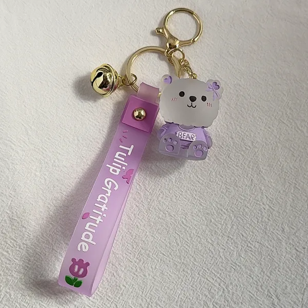 Teddy Bear Car Keychain Bell Keychain Charm Bag Charm Couple Gifts - Image 3