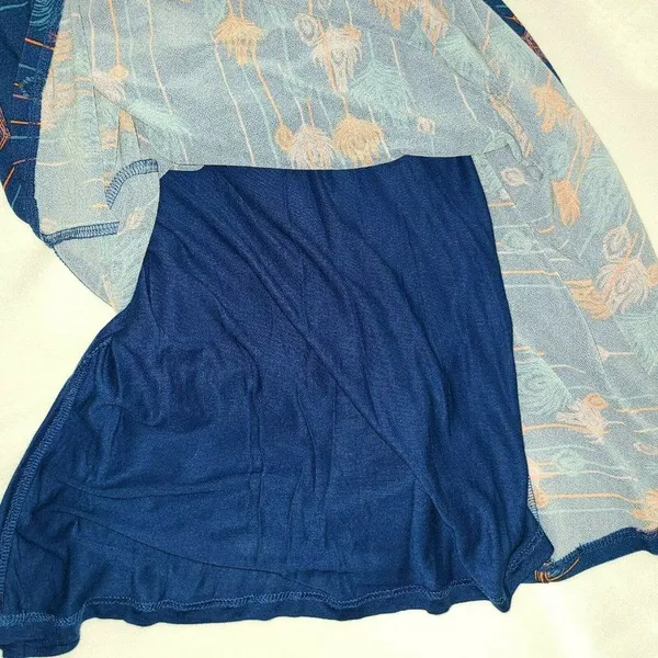 Free People Blue Peacock feather print Lined Halter Dress Boho Extra Small‎ XS - Image 6