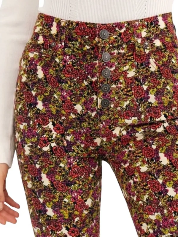 Free People High Waisted Sunchaser Floral Corduroy Pant Size 28 - Image 3