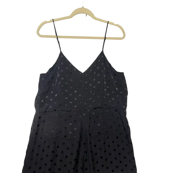 Anthropologie The Essential Jumpsuit Black Polka Dot Wide Leg V-Neck Size 14 - Image 8