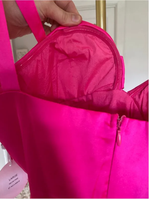 Luxxel‎ Babydoll Mini Romper Hot Pink Satin Corset Barbie Party Glam Event NWTs - Image 9