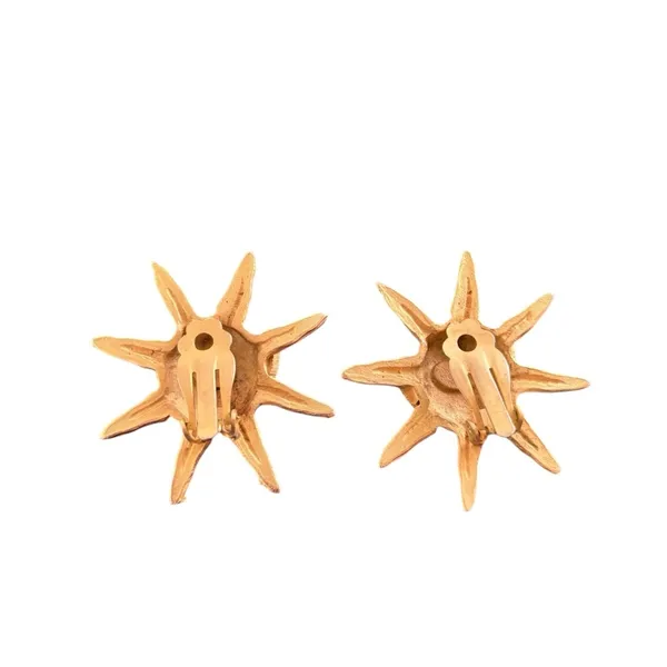 VTG 80’s Gold Clip On Earrings Sun Face w/Sunglasses Rhinestone Bling 1.5 Retro - Image 2