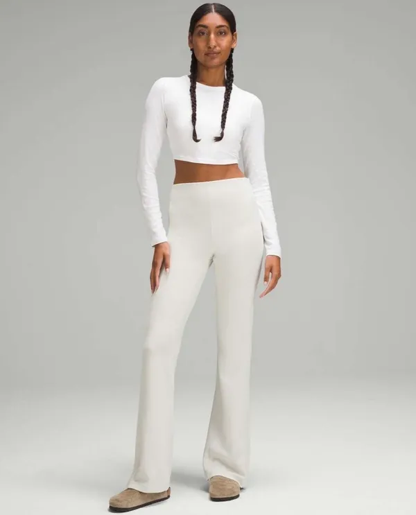 Lululemon Brushed Softstreme Ribbed Zip Flared Pant 32.5" Bone 8 - Image 9