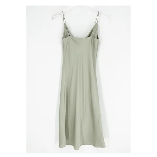 J.ING Women's Satin Draped Neck Midi‎ Slip Dress Size S Pistachio Green - Image 3