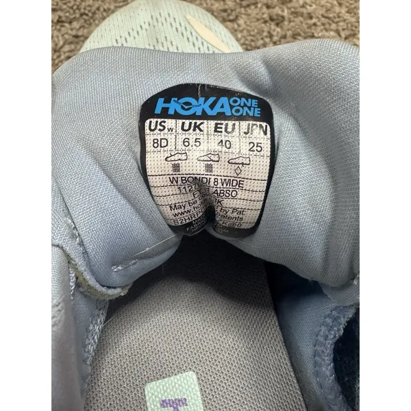 HOKA ONE ONE Bondi 8 Running Shoes Chalk Violet Pastel Lilac Sneaker Sz 8 Wide - Image 11