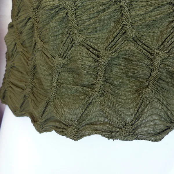 See You Monday Textured Scrunch Top Womens S Olive Green Long Sleeve Grunge 90s - Image 6