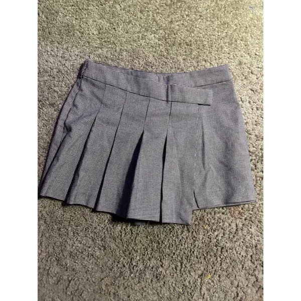 Waye Houndstooth‎ Pleated Mini Skort Black White Micro Check Size XS Preppy - Image 2