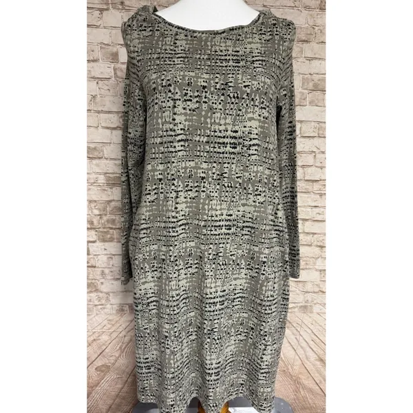 Pact Revive Organic Cotton Swing Dress - Size Large‎ Pockets Green Lagenlook - Image 3