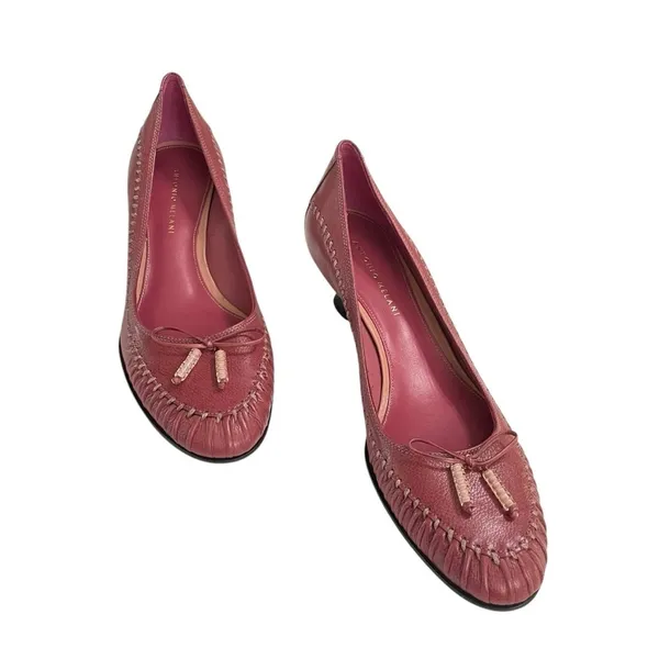 Antonio Melani Shoes Margherit 001 Dusty Rose Pink Leather With Bow Low Heels 9M - Image 8