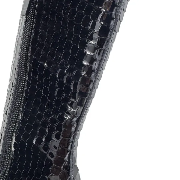 Christian Louboutin Alta Botta 100 Black Patent Bird Knee High Boots 38.5 - Image 5