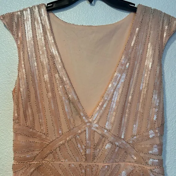 Elegant Peach Evening Gown Pink Size L - Image 7