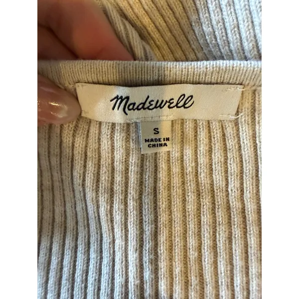 Madewell Riverbend Cinched Pullover Sweater Women Small Beige Oatmeal‎ Knit Top - Image 9