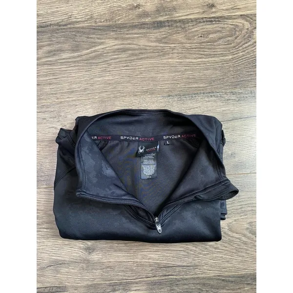 EUC Womens Spyder Active long sleeve 1/4 quarter zip cropped‎ camo black size L - Image 10