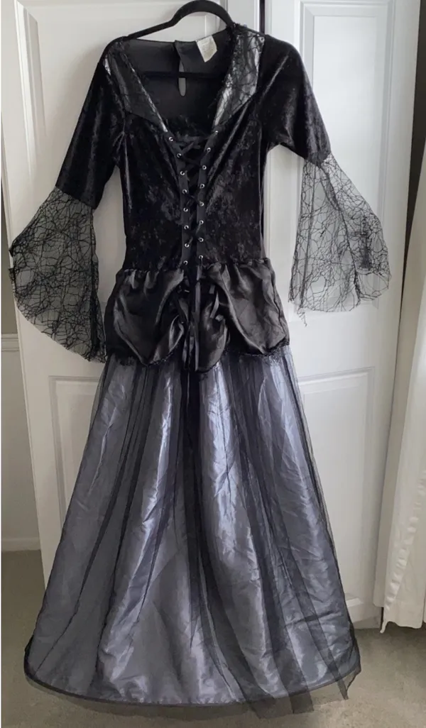Gothic Whimsigoth Vampire Bride Witch Hooped Gown Dress Jrs. Large 12-14 - Image 2