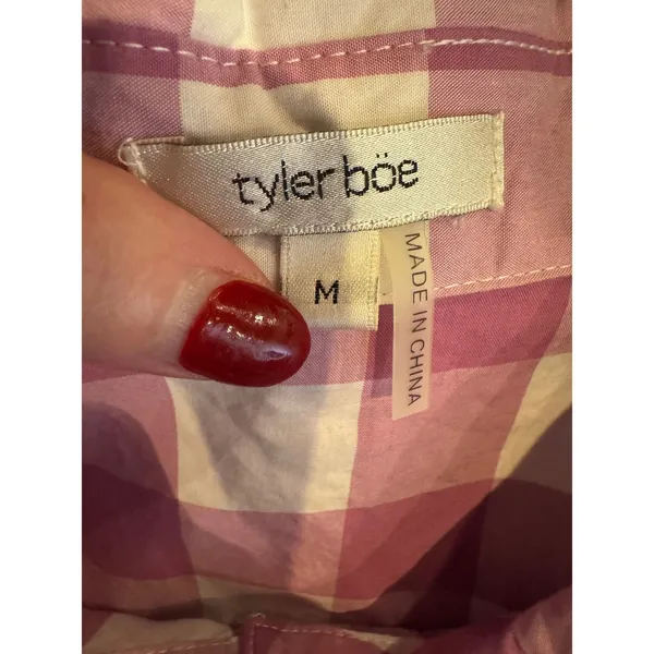 Tyler Boe Shirt Women Medium Purple White Gingham Long‎ Sleeve Button Down Tunic - Image 9