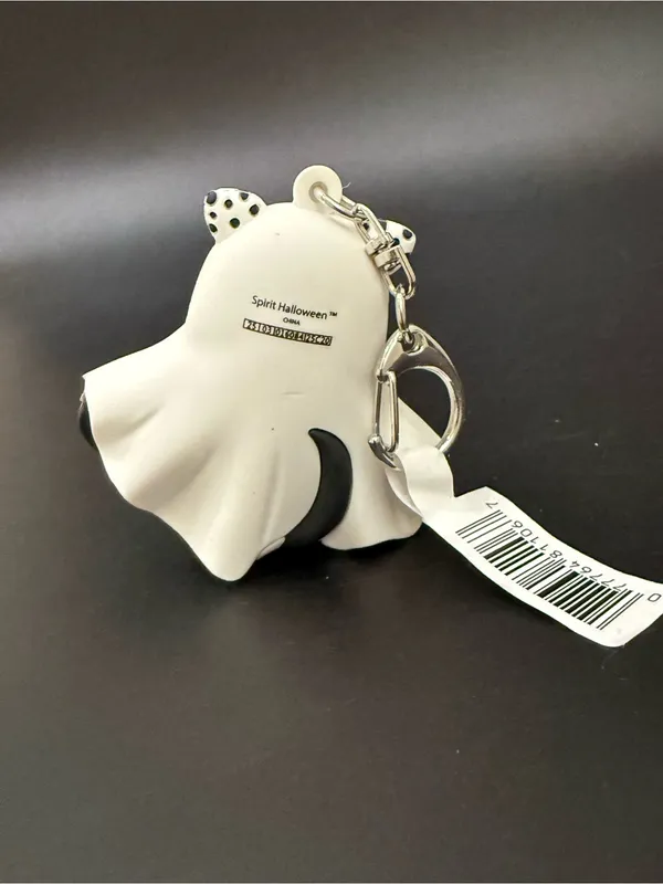 SPIRIT HALLOWEEN Ghost Dog Puppy 3D Polka Dot Ears Figural Bag Charm Keychain - Image 4