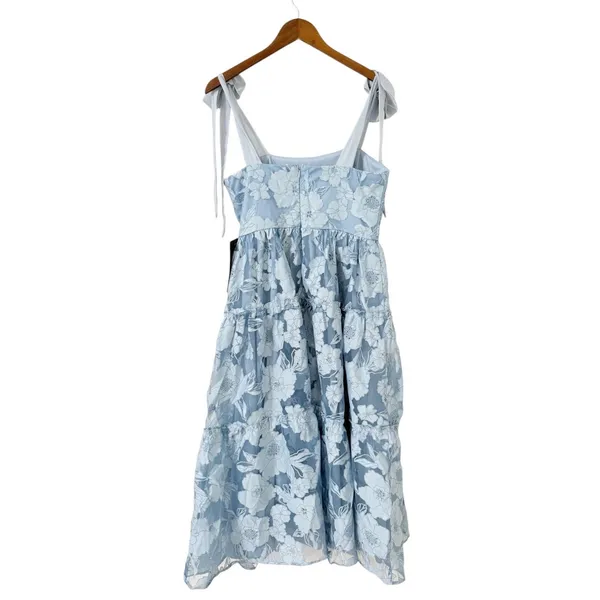 Lulus Proof of Perfection Blue Floral Tiered Tie-Strap Midi Dress size L NWT - Image 5