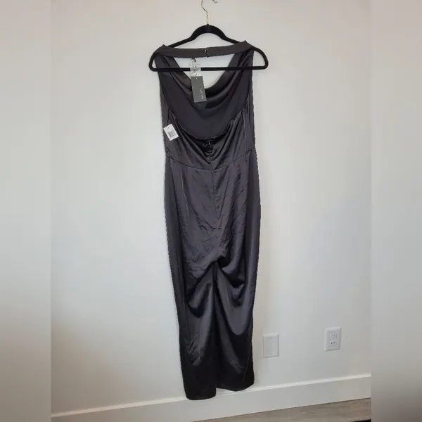 NEW 19 Cooper Black Satin Jumpsuit Halter Neck Cowl Night Out Club Large - Image 8