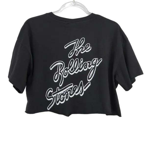 H&M Rolling Stones Graphic Crop Top Large Retro Rainbow Logo Crop Band Tee - Image 4
