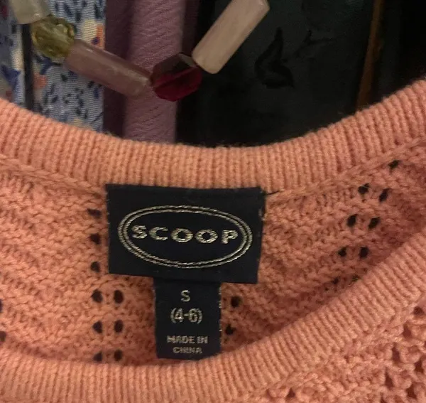 Scoop Sweater Crochet Knit Tank Top in Pink Size S - Image 3