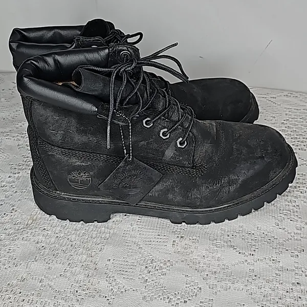 Timberland 6" padded collar waterproof black suede leather boots sz 7.5 - Image 5