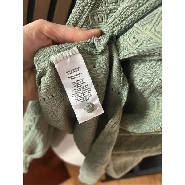 Frye Shirt Womens sz S Green Textured Peasant Boho Festival Blouse - Image 5