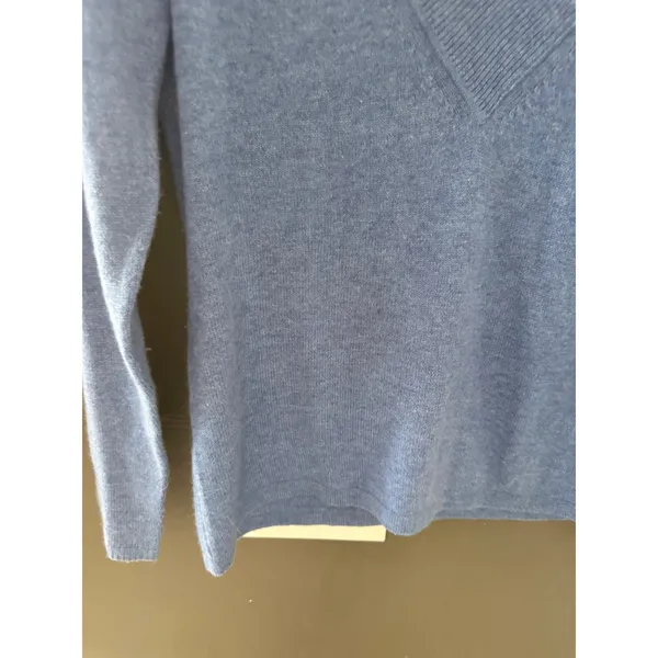 Saffron Womens 100% Cashmere V-Neck Sweater Light‎ Blue Long Sleeve Size Medium - Image 4