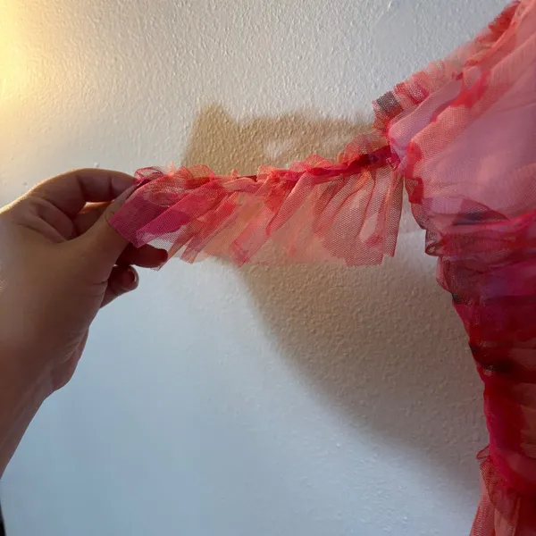 Lulus Exquisite Existence Pink Floral Mesh Pleated Ruffled Midi Dress Size XL - Image 5