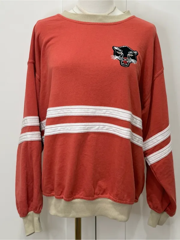 Anthropologie Pilcro Pep Rally Oversized Crewneck Sweatshirt XS Red Panther - Image 6