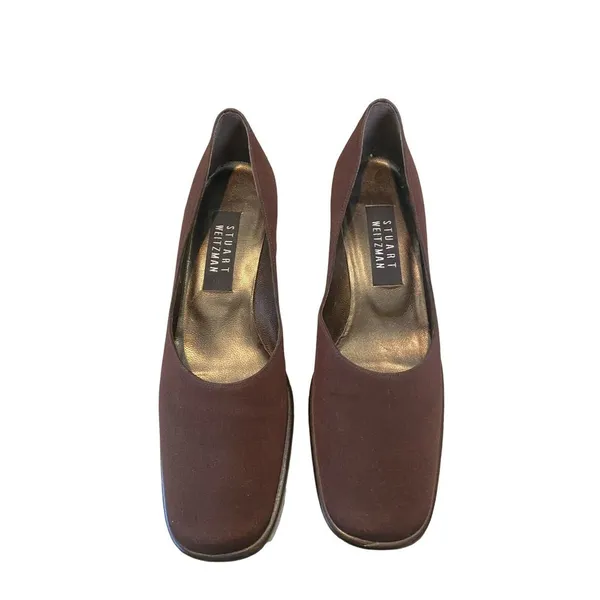 Stewart Weitzman Women's Brown Chunky Block ‎ Heal Flats Square Toe Size 8N - Image 6