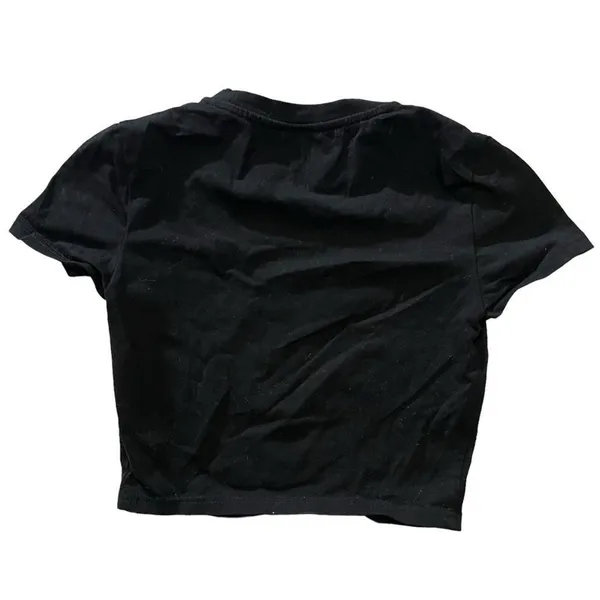 SHEIN Cropped T-Shirt Womens Small Black Red Dragon‎ Cropped Graphic Crew Neck - Image 4