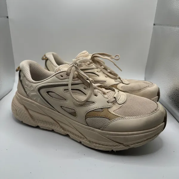 Hoka One One Clifton Athletics Beige Running Shoes Sneakers‎ US 10 vanilla wheat - Image 3
