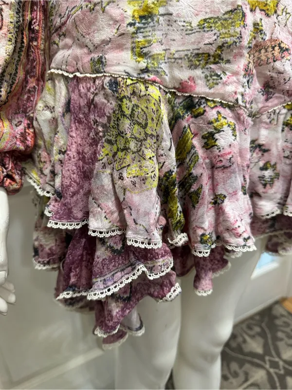 HEMANT & NANDITA Maya Cotton Paisley Floral Long Sleeve Mini Dress S Large - Image 16