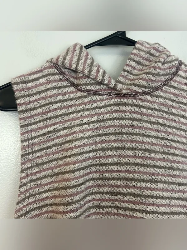 Free People Striped Sleevless Terry Cloth Hooded Plum/Mauve Sweater vest/top XS - Image 5